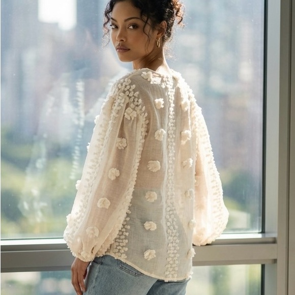 Calypso St. Barth pompom textured blouse - Picture 2 of 7